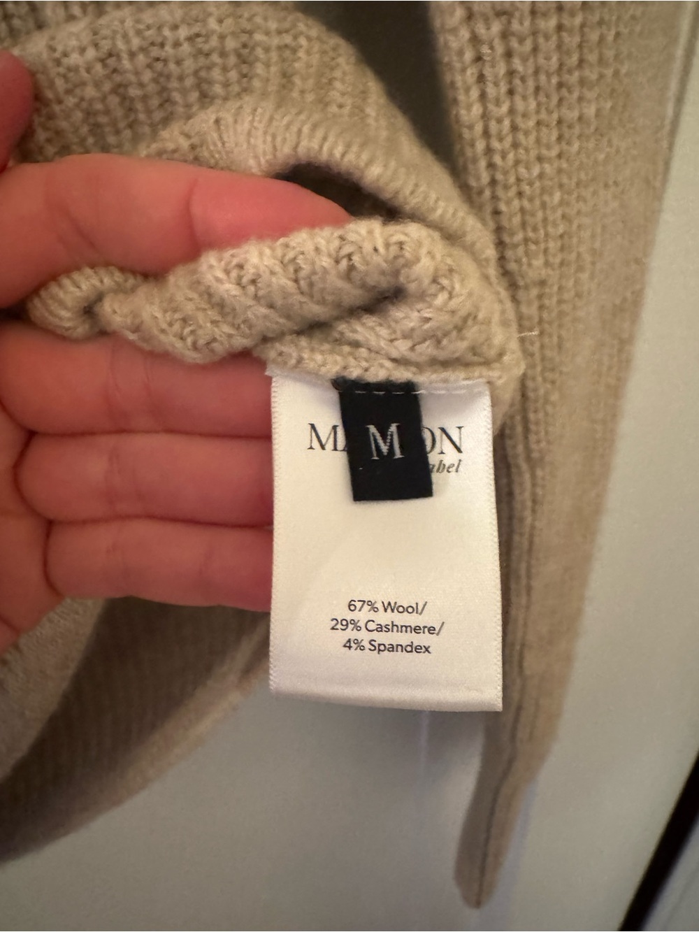Mason Neutral Ribbed Cashmere Blend Square-Neck Sweater - Picture 3 of 4